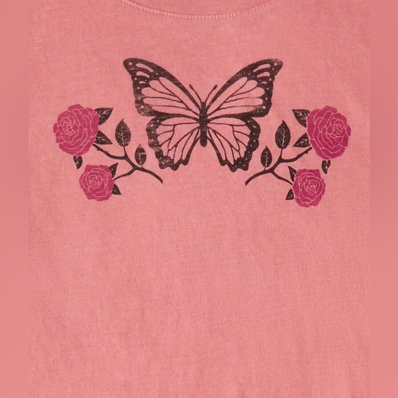 Aeropostale Women’s Butterfly Roses Graphic Tee Sz L NWT - Picture 2 of 2